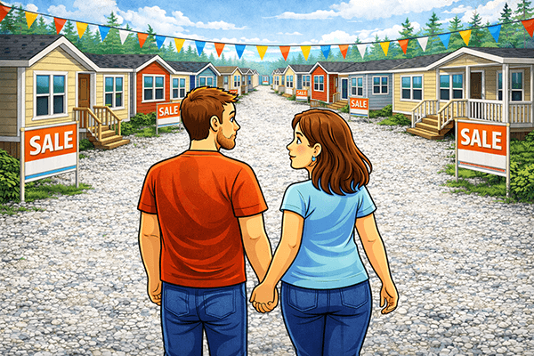 Couple searching for a mobile home in 2026