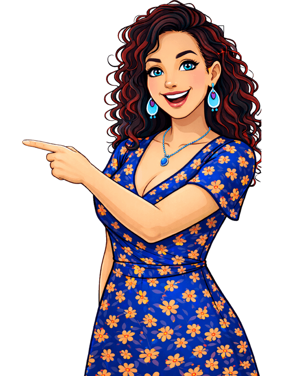 Woman pointing to mobile home search cards