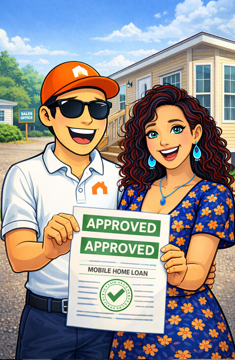 Family reviewing approved manufactured home financing options